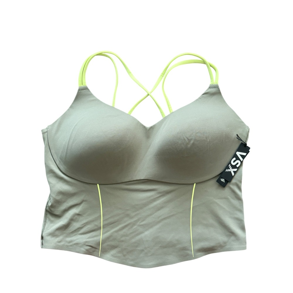 VSX Victoria's Secret Elevate Chroma Contours Tank Top Olive Neon XL NEW